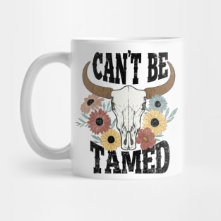 "Can't Be Tamed" Western Bull Skull Mug